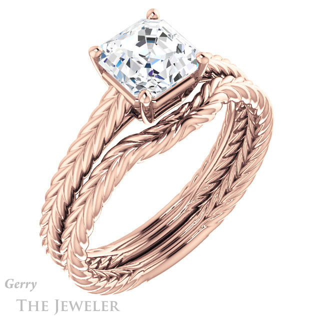 14k Rose Gold Asscher Cut Forever One Engagement Ring Setting #GTJ1263-asscher-fo-r