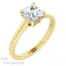 14k Yellow Gold Asscher Cut Forever One Engagement Ring Setting #GTJ1263-asscher-fo-y