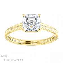 14k Yellow Gold Asscher Cut Forever One Engagement Ring Setting #GTJ1263-asscher-fo-y