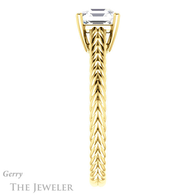 14k Yellow Gold Asscher Cut Forever One Engagement Ring Setting #GTJ1263-asscher-fo-y