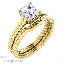 14k Yellow Gold Asscher Cut Forever One Engagement Ring Setting #GTJ1263-asscher-fo-y