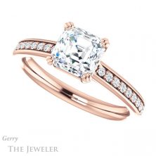 14k Rose Gold Asscher Cut Forever One Engagement Ring Setting #GTJ1265-asscher-fo-r 5 14k Rose Gold Asscher Cut Forever One Engagement Ring Setting #GTJ1265-asscher-fo-r