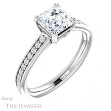 14k White Gold Asscher Cut Forever One Engagement Ring Setting #GTJ1265-asscher-fo-w