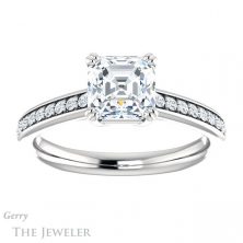14k White Gold Asscher Cut Forever One Engagement Ring Setting #GTJ1265-asscher-fo-w