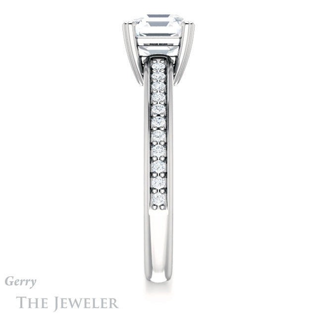 14k White Gold Asscher Cut Forever One Engagement Ring Setting #GTJ1265-asscher-fo-w