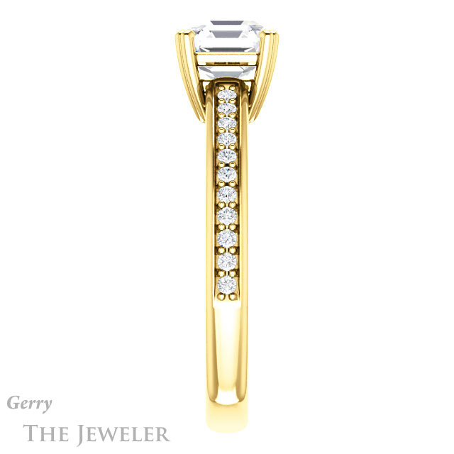 14k Yellow Gold Asscher Cut Forever One Engagement Ring Setting #GTJ1265-asscher-fo-y