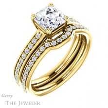 14k Yellow Gold Asscher Cut Forever One Engagement Ring Setting #GTJ1265-asscher-fo-y
