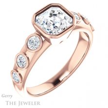 14k Rose Gold Asscher Cut Forever One Engagement Ring Setting #GTJ1266-asscher-fo-r
