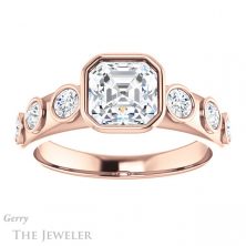 14k Rose Gold Asscher Cut Forever One Engagement Ring Setting #GTJ1266-asscher-fo-r