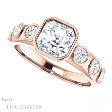 14k Rose Gold Asscher Cut Forever One Engagement Ring Setting #GTJ1266-asscher-fo-r