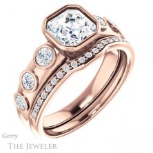 14k Rose Gold Asscher Cut Forever One Engagement Ring Setting #GTJ1266-asscher-fo-r