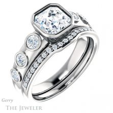 14k White Gold Asscher Cut Forever One Engagement Ring Setting #GTJ1266-asscher-fo-w