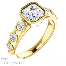 14k Yellow Gold Asscher Cut Forever One Engagement Ring Setting #GTJ1266-asscher-fo-y