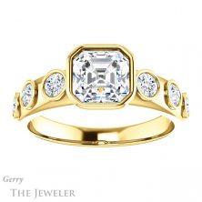 14k Yellow Gold Asscher Cut Forever One Engagement Ring Setting #GTJ1266-asscher-fo-y