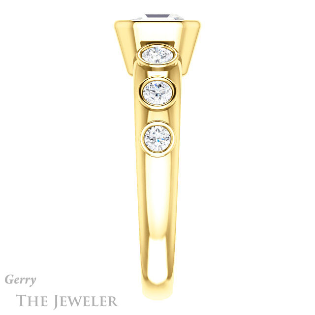 14k Yellow Gold Asscher Cut Forever One Engagement Ring Setting #GTJ1266-asscher-fo-y