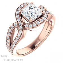14k Rose Gold Asscher Cut Forever One Engagement Ring Setting #GTJ1267-asscher-fo-r