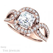 14k Rose Gold Asscher Cut Forever One Engagement Ring Setting #GTJ1267-asscher-fo-r