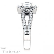 14k White Gold Asscher Cut Forever One Engagement Ring Setting #GTJ1267-asscher-fo-w 3 14k White Gold Asscher Cut Forever One Engagement Ring Setting #GTJ1267-asscher-fo-w