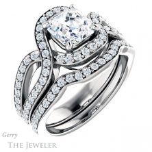 14k White Gold Asscher Cut Forever One Engagement Ring Setting #GTJ1267-asscher-fo-w 6 14k White Gold Asscher Cut Forever One Engagement Ring Setting #GTJ1267-asscher-fo-w