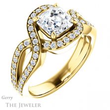 14k Yellow Gold Asscher Cut Forever One Engagement Ring Setting #GTJ1267-asscher-fo-y 4 14k Yellow Gold Asscher Cut Forever One Engagement Ring Setting #GTJ1267-asscher-fo-y
