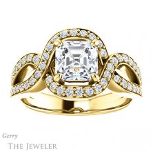 14k Yellow Gold Asscher Cut Forever One Engagement Ring Setting #GTJ1267-asscher-fo-y 1 14k Yellow Gold Asscher Cut Forever One Engagement Ring Setting #GTJ1267-asscher-fo-y