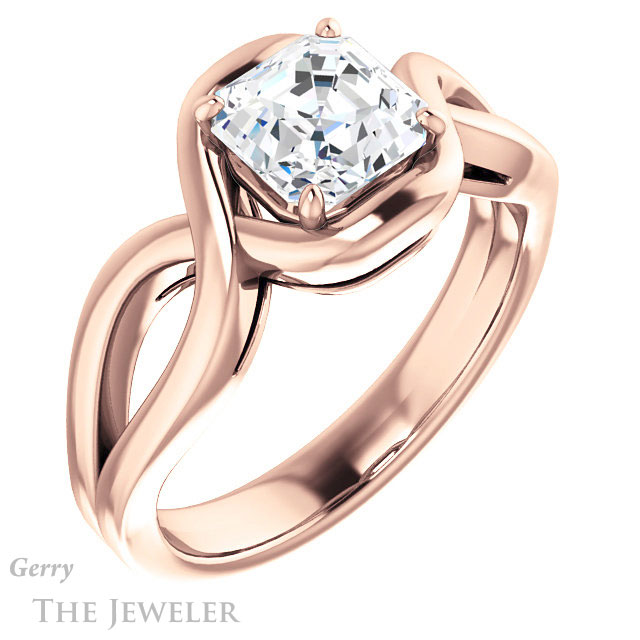 Asscher Cut Forever One Engagement Ring Setting #GTJ1268-asscher-fo-r | Gerry The Jeweler 14k Rose Gold Asscher Cut Forever One Engagement Ring Setting #GTJ1268-asscher-fo-r