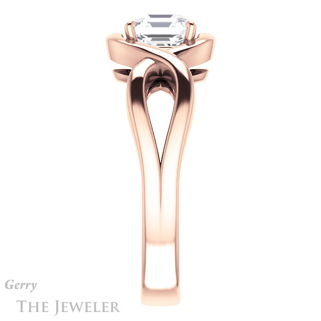 Asscher Cut Forever One Engagement Ring Setting #GTJ1268-asscher-fo-r | Gerry The Jeweler 14k Rose Gold Asscher Cut Forever One Engagement Ring Setting #GTJ1268-asscher-fo-r