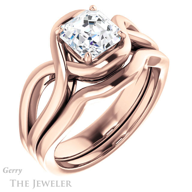 Asscher Cut Forever One Engagement Ring Setting #GTJ1268-asscher-fo-r | Gerry The Jeweler 14k Rose Gold Asscher Cut Forever One Engagement Ring Setting #GTJ1268-asscher-fo-r