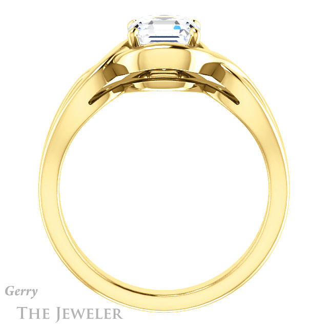 Asscher Cut Forever One Engagement Ring Setting #GTJ1268-asscher-fo-y | Gerry The Jeweler 14k Yellow Gold Asscher Cut Forever One Engagement Ring Setting #GTJ1268-asscher-fo-y