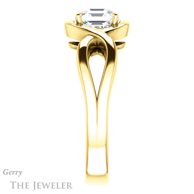 Asscher Cut Forever One Engagement Ring Setting #GTJ1268-asscher-fo-y | Gerry The Jeweler 14k Yellow Gold Asscher Cut Forever One Engagement Ring Setting #GTJ1268-asscher-fo-y
