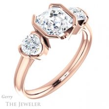 14k Rose Gold Asscher Cut Forever One Engagement Ring Setting #GTJ1269-asscher-fo-r 4 14k Rose Gold Asscher Cut Forever One Engagement Ring Setting #GTJ1269-asscher-fo-r