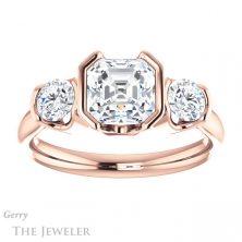 14k Rose Gold Asscher Cut Forever One Engagement Ring Setting #GTJ1269-asscher-fo-r 1 14k Rose Gold Asscher Cut Forever One Engagement Ring Setting #GTJ1269-asscher-fo-r