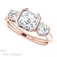 14k Rose Gold Asscher Cut Forever One Engagement Ring Setting #GTJ1269-asscher-fo-r 5 14k Rose Gold Asscher Cut Forever One Engagement Ring Setting #GTJ1269-asscher-fo-r
