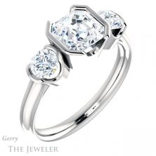 14k White Gold Asscher Cut Forever One Engagement Ring Setting #GTJ1269-asscher-fo-w 4 14k White Gold Asscher Cut Forever One Engagement Ring Setting #GTJ1269-asscher-fo-w