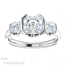 14k White Gold Asscher Cut Forever One Engagement Ring Setting #GTJ1269-asscher-fo-w 1 14k White Gold Asscher Cut Forever One Engagement Ring Setting #GTJ1269-asscher-fo-w