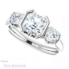 14k White Gold Asscher Cut Forever One Engagement Ring Setting #GTJ1269-asscher-fo-w 5 14k White Gold Asscher Cut Forever One Engagement Ring Setting #GTJ1269-asscher-fo-w