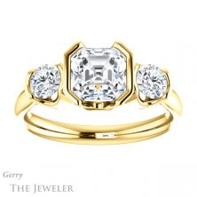 14k Yellow Gold Asscher Cut Forever One Engagement Ring Setting #GTJ1269-asscher-fo-y 1 14k Yellow Gold Asscher Cut Forever One Engagement Ring Setting #GTJ1269-asscher-fo-y