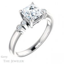 14k White Gold Asscher Cut Forever One Engagement Ring Setting #GTJ1270-asscher-fo-w