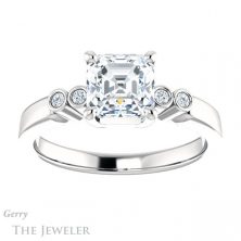 14k White Gold Asscher Cut Forever One Engagement Ring Setting #GTJ1270-asscher-fo-w