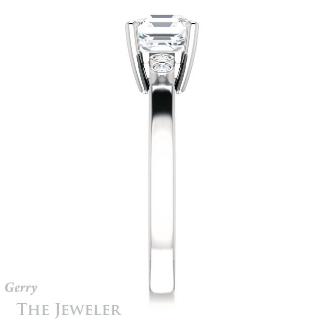 14k White Gold Asscher Cut Forever One Engagement Ring Setting #GTJ1270-asscher-fo-w