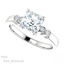 14k White Gold Asscher Cut Forever One Engagement Ring Setting #GTJ1270-asscher-fo-w