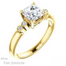 14k Yellow Gold Asscher Cut Forever One Engagement Ring Setting #GTJ1270-asscher-fo-y