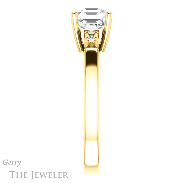 14k Yellow Gold Asscher Cut Forever One Engagement Ring Setting #GTJ1270-asscher-fo-y