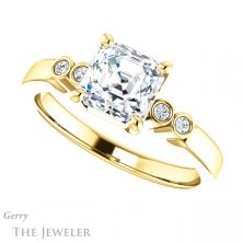 14k Yellow Gold Asscher Cut Forever One Engagement Ring Setting #GTJ1270-asscher-fo-y