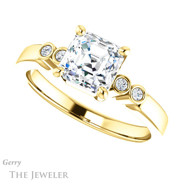14k Yellow Gold Asscher Cut Forever One Engagement Ring Setting #GTJ1270-asscher-fo-y