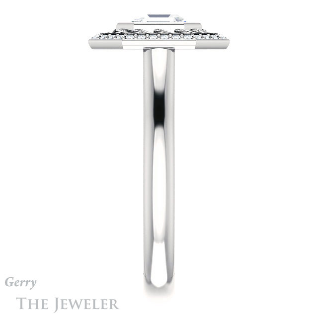 Asscher Cut Forever One Engagement Ring Setting #GTJ1271-asscher-fo-w | Gerry The Jeweler 14k White Gold Asscher Cut Forever One Engagement Ring Setting #GTJ1271-asscher-fo-w