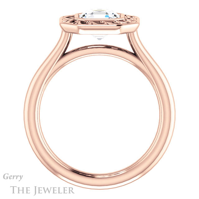 Asscher Cut Forever One Engagement Ring Setting #GTJ1275-asscher-fo-r | Gerry The Jeweler 14k Rose Gold Asscher Cut Forever One Engagement Ring Setting #GTJ1275-asscher-fo-r