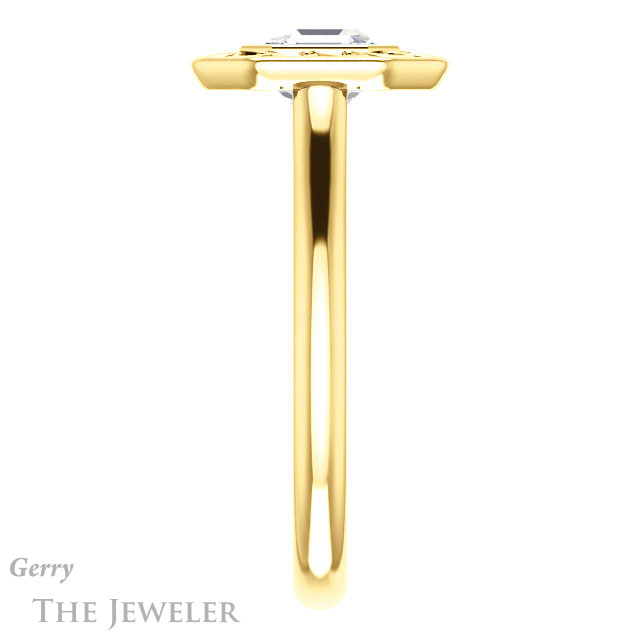 Asscher Cut Forever One Engagement Ring Setting #GTJ1275-asscher-fo-y | Gerry The Jeweler 14k Yellow Gold Asscher Cut Forever One Engagement Ring Setting #GTJ1275-asscher-fo-y