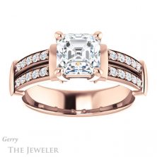 14k Rose Gold Asscher Cut Forever One Engagement Ring Setting #GTJ1279-asscher-fo-r