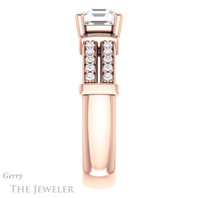 14k Rose Gold Asscher Cut Forever One Engagement Ring Setting #GTJ1279-asscher-fo-r